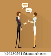 business people drink coffee, chatting talking on break flat design