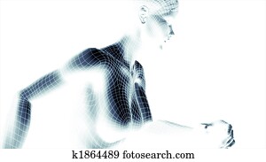 cgi, de, un, mujer que corre