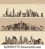 Chicago, Los Angeles, Houston Big City Engraved Chicago, Los Angeles, Houston Big City Engraved