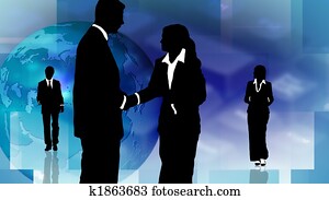 gruppe geschäftsleute, ausstellung, gemeinschaftsarbeit