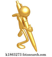 Holding Golden Pen Holding Golden Pen