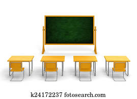 3d empty classroom on white background 3d empty classroom on white background