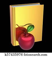 Apple and book. Education, knowledge, learning symbol Apple and book. Education, knowledge, learning symbol