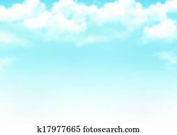 céu azul, com, clouds., vetorial, fundo