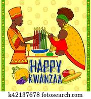 feliz, kwanzaa, saudações, para, celebração, de, americano africano, feriado, festival, de, colheita