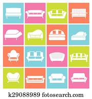 Sofa Icons. Sofa Icons.