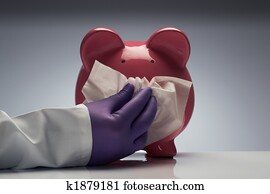 Swine flu pig with tissue