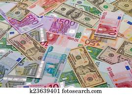 背景, の, ドル, euros, そして, rubles