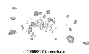 Asteroid shock wave on a white background