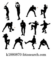 baseball players silhouettes