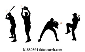 baseball players silhouettes