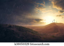 cruzes, em, a, deserto