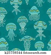 Decorative jellyfish in sea Decorative jellyfish in sea
