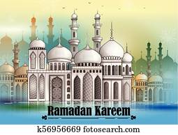 dekoriert, moschee, in, Eid, Mubarak, (Happy, Eid), Ramadan, hintergrund dekoriert, moschee, in, Eid, Mubarak, (Happy, Eid), Ramadan, hintergrund