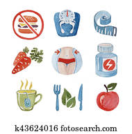 Diet and Healthy Nutrition icons Diet and Healthy Nutrition icons