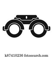 Eye examination steel glasses icon, simple style Eye examination steel glasses icon, simple style