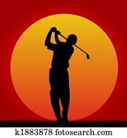 golf player in sunset golf player in sunset