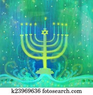hanukkah, saudação, Card.