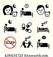 Insomnia, trouble with sleep icons Insomnia, trouble with sleep icons