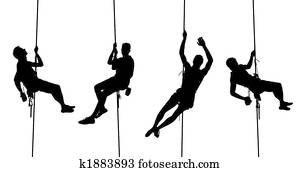 isolated climbing silhouettes