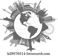 Monuments Around the World Vector Illustration