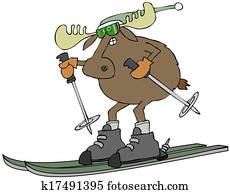 Moose on skis Moose on skis