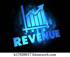 revenue, begreb, på, mørke, digitale, baggrund.