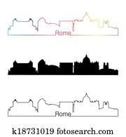 rom, skyline, linear, stil, mit, regenbogen rom, skyline, linear, stil, mit, regenbogen