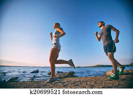 Running along coastline