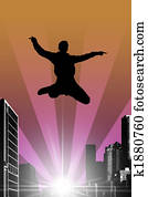 silhouette of a jumping man