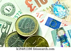 Banknotes: dollar, euro, british po