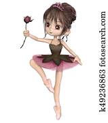 Cute Toon Pink Rose Ballerina Cute Toon Pink Rose Ballerina