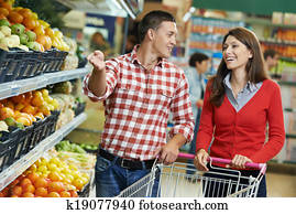 familie, hos, mad shopping, ind, supermarked