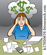 frau, mit, geld, problem