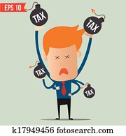 hombre de negocios, con, impuesto, bomba