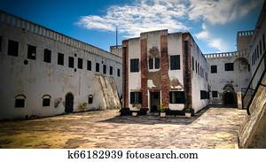 Interior view to Elmina castle and fortress with church , Ghana