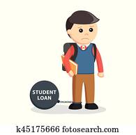 male student chained with student loan