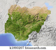 Nigeria, shaded relief map