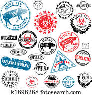 Rubber stamps Swine Flu grunge