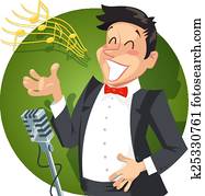 Singer sing with microphone Singer sing with microphone