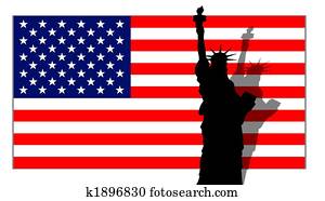stars & stripes banner with statue of liberty stars & stripes banner with statue of liberty