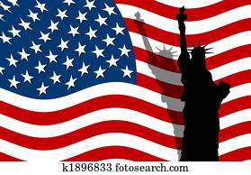 stars & stripes banner with statue of liberty stars & stripes banner with statue of liberty