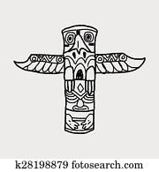 Aztec totem poles Clipart | k11841701 | Fotosearch
