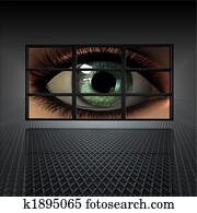 video wall with girl eye video wall with girl eye