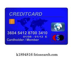 כחול, כרטיס אשראי