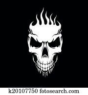 Black and white skull, monster, evil, Black and white skull, monster, evil,