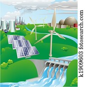 Electricity power generation illustration Electricity power generation illustration