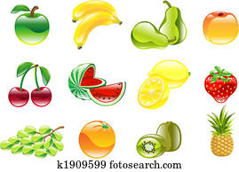 Gorgeous shiny fruit icon set Gorgeous shiny fruit icon set