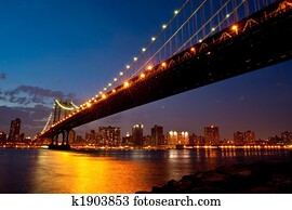 Manhattan Bridge in twilight