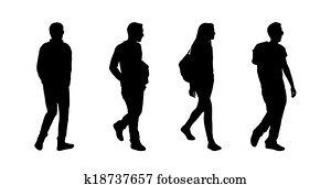 pessoas andando, ao ar livre, silhuetas, jogo, 7